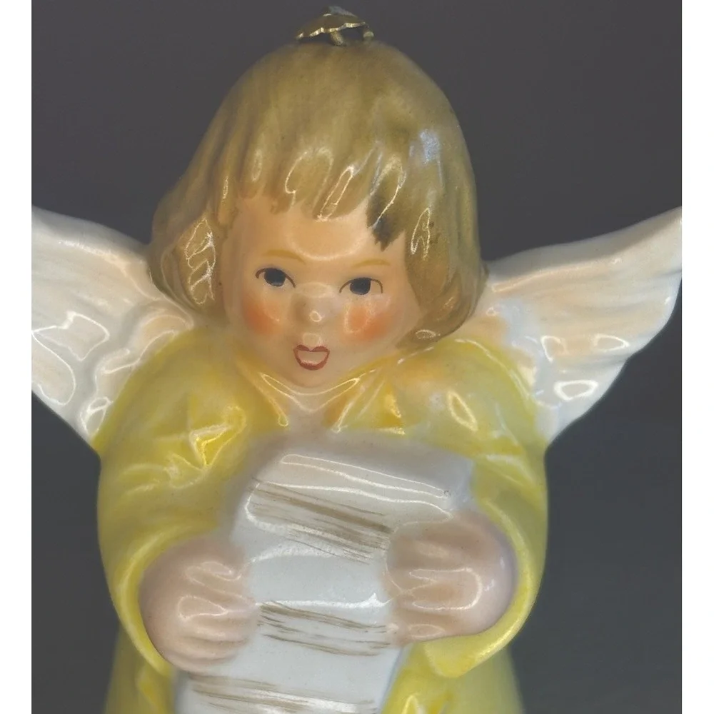 Vintage 1981 Goebel Choir Angel Bell Christmas Tree Ornament Yellow Dress